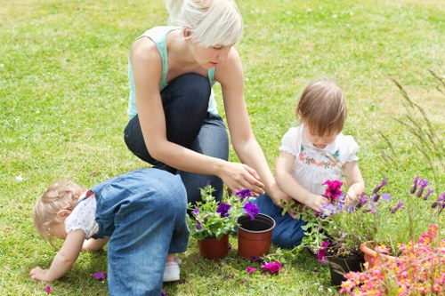 Seasonal lawn care activities in Clapham gardens